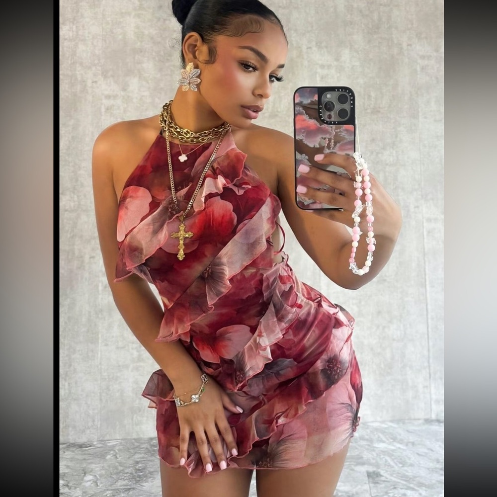 Floral Halter Neck Dress